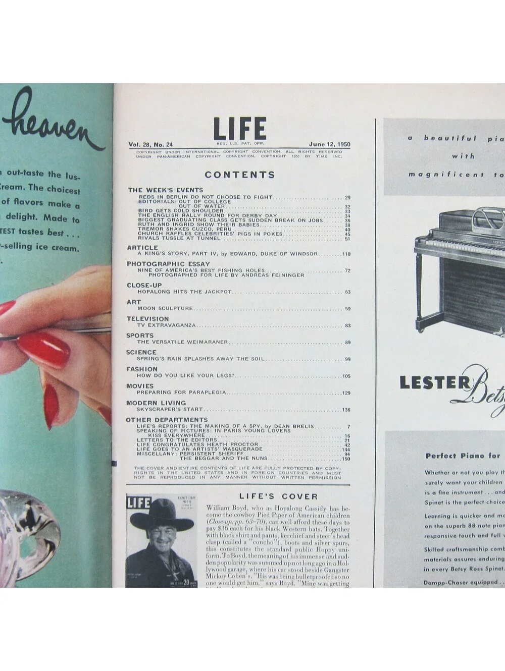 LIFE Magazine June 12 1950 Hopalong Cassidy Marlene Dietrich Kings Story Vintage